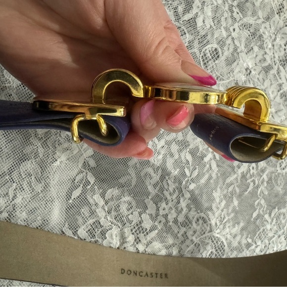 DONCASTER Vintage 80’s Gold & Silver Interlocking Unique Leather Belt Rare Fun - Picture 10 of 12